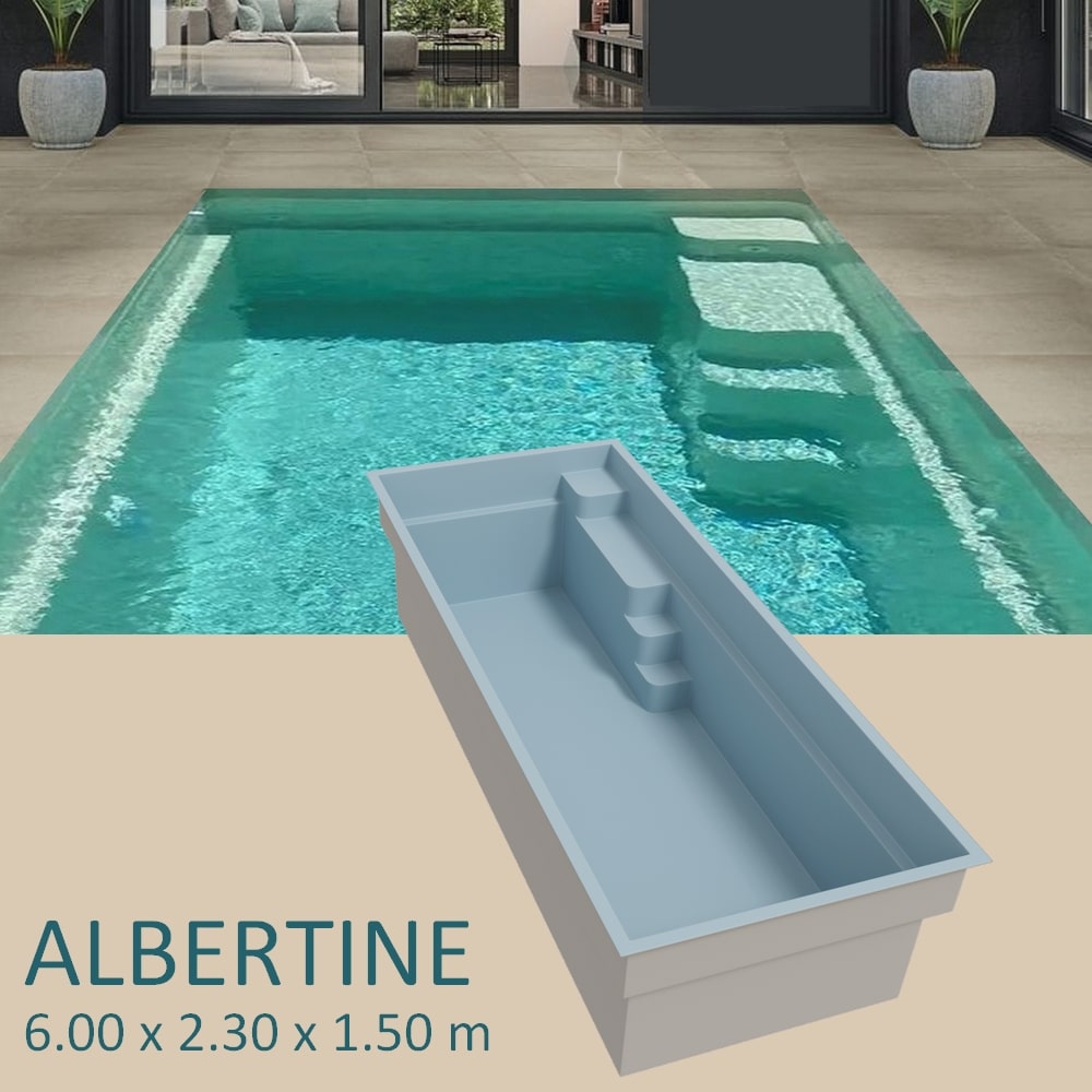 vignette piscine coque ALBERTINE. Couloir de nage