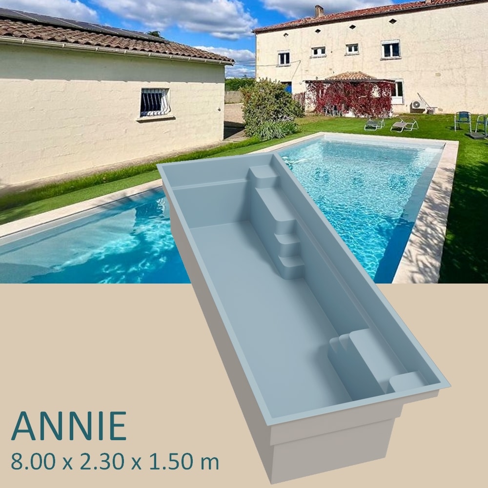 vignette piscine coque ANNIE. Couloir de nage